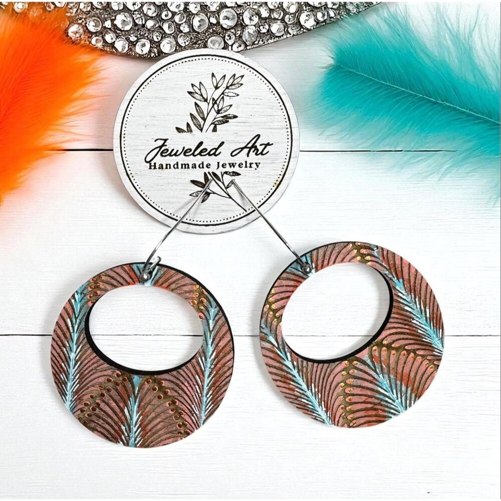 Pre-order Hand-Painted Showgirl Inspired Feather Fan Hoop Earrings – Concert